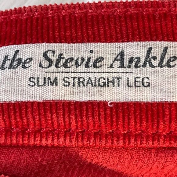 AG The Stevie Ankle Red Corduroy Cropped Jeans - Picture 4 of 12